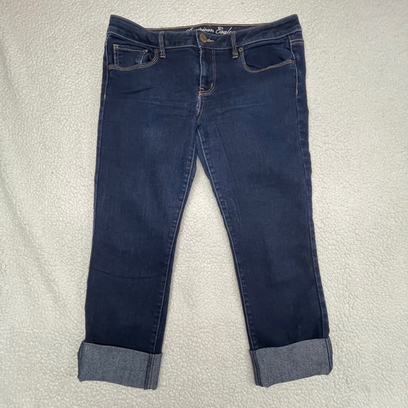 Women’s Blue 14 American Eagle Stretch Short Capri’s - Picture 1 of 15